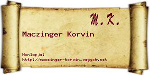 Maczinger Korvin névjegykártya